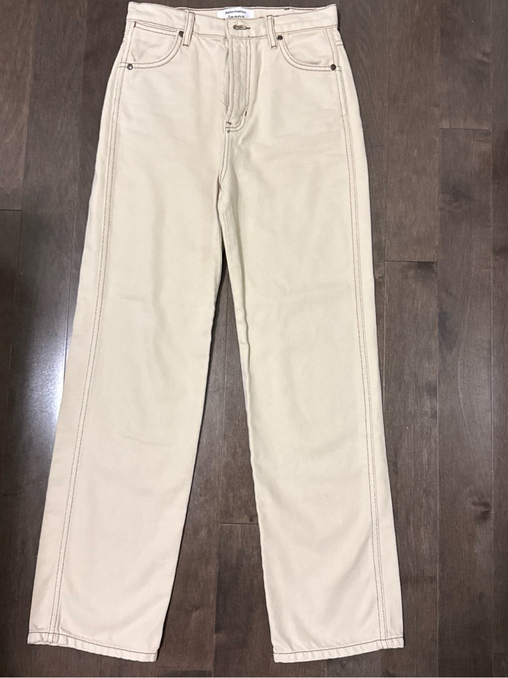 Reformation cowboy high rise Straight-Leg Jeans in Cream